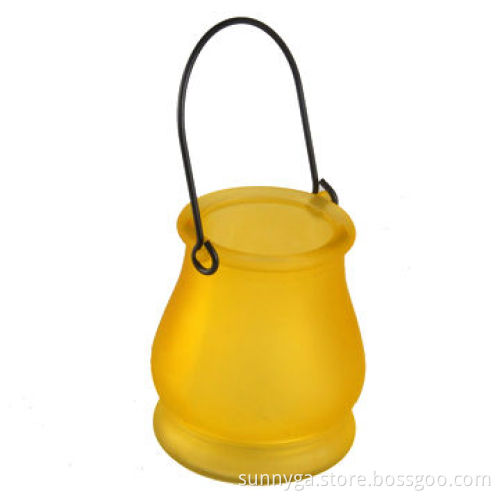 11oz Calabash-shaped Glass Candle Jar with Handle, Frosted and Spray Color Finish